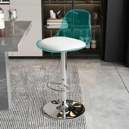 Minimalist Acrylic Adjustable Bar Stools with Cushion for Kitchen Image - 6