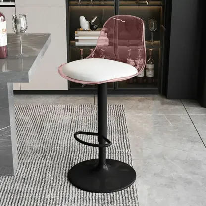 Minimalist Acrylic Adjustable Bar Stools with Cushion for Kitchen Image - 7
