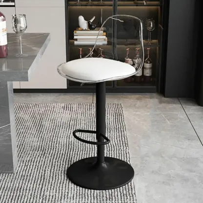 Minimalist Acrylic Adjustable Bar Stools with Cushion for Kitchen Image - 10