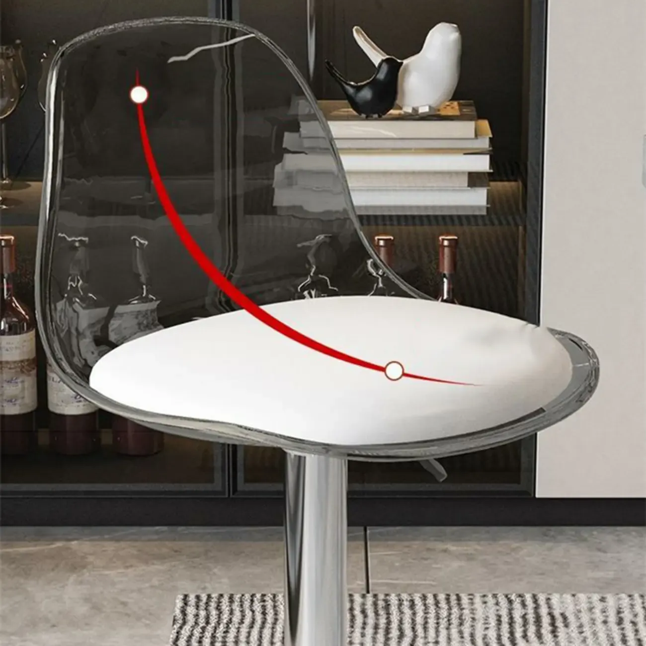 Minimalist Acrylic Adjustable Bar Stools with Cushion for Kitchen Image - 11
