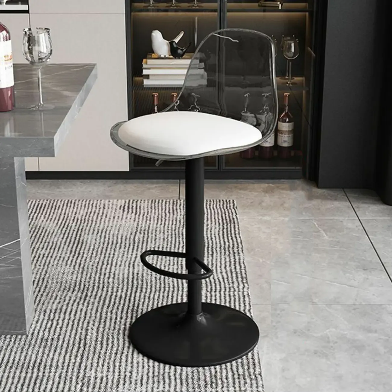 Minimalist Acrylic Adjustable Bar Stools with Cushion for Kitchen Image - 17