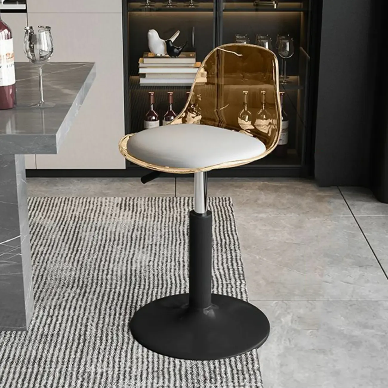 Minimalist Acrylic Adjustable Bar Stools with Cushion for Kitchen Image - 20