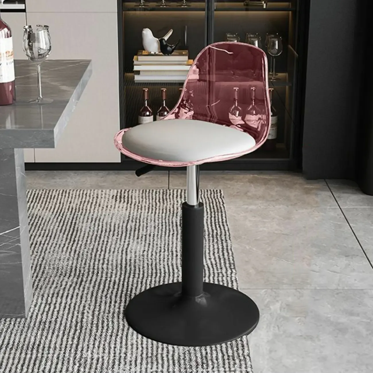 Minimalist Acrylic Adjustable Bar Stools with Cushion for Kitchen Image - 22
