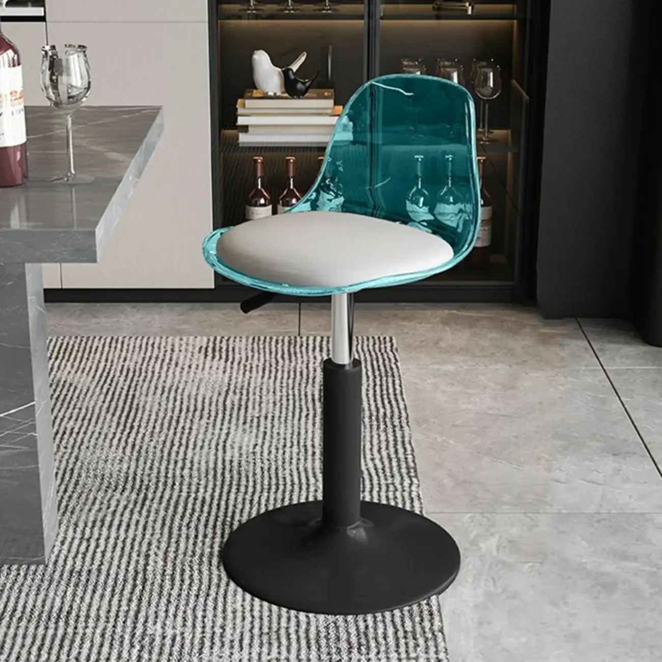 Minimalist Acrylic Adjustable Bar Stools with Cushion for Kitchen Image - 23