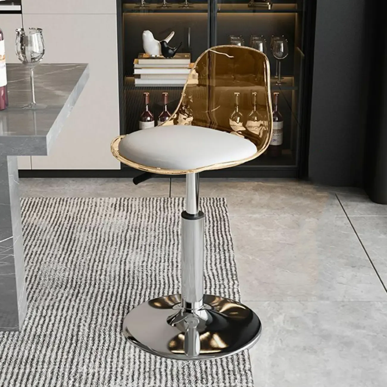 Minimalist Acrylic Adjustable Bar Stools with Cushion for Kitchen Image - 25