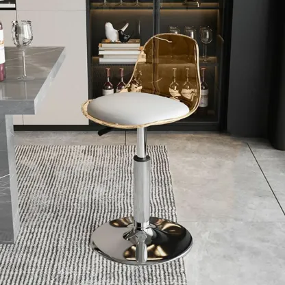 Minimalist Acrylic Adjustable Bar Stools with Cushion for Kitchen Image - 25