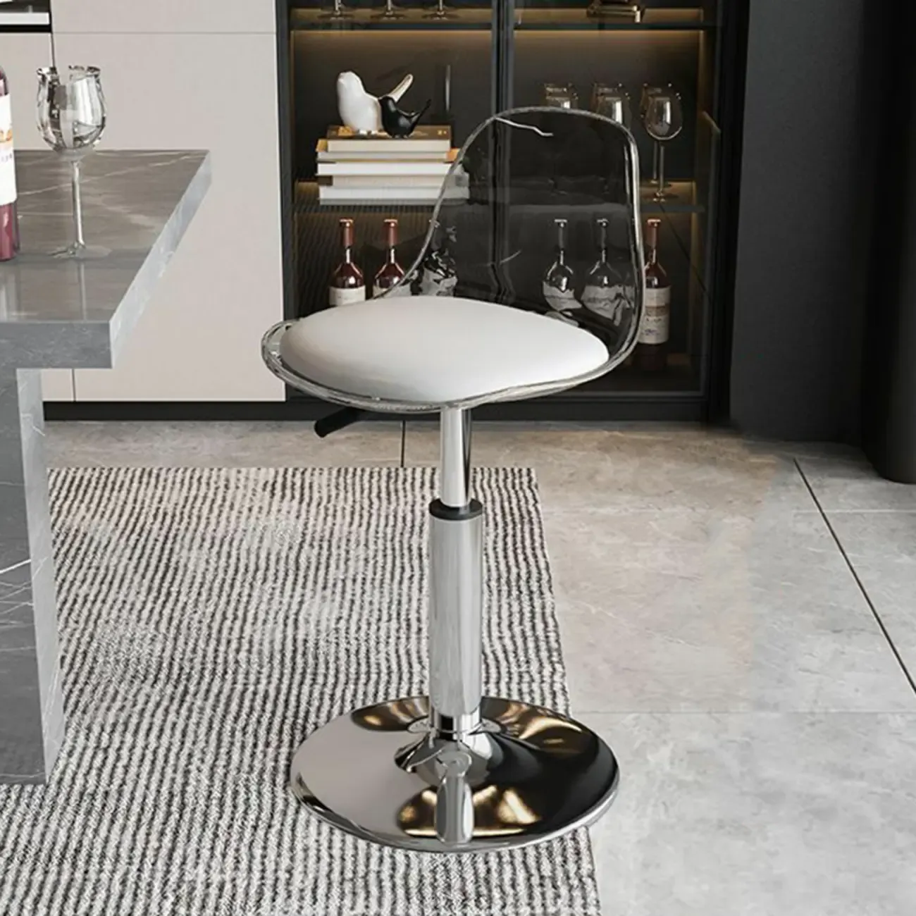 Minimalist Acrylic Adjustable Bar Stools with Cushion for Kitchen Image - 26