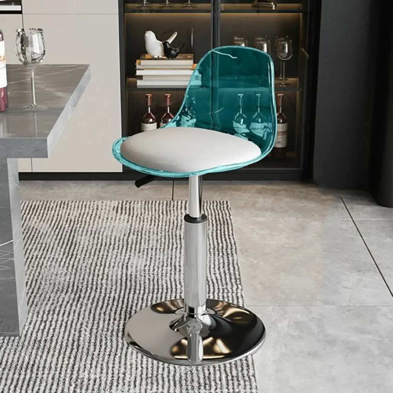 Minimalist Acrylic Adjustable Bar Stools with Cushion for Kitchen Image - 28