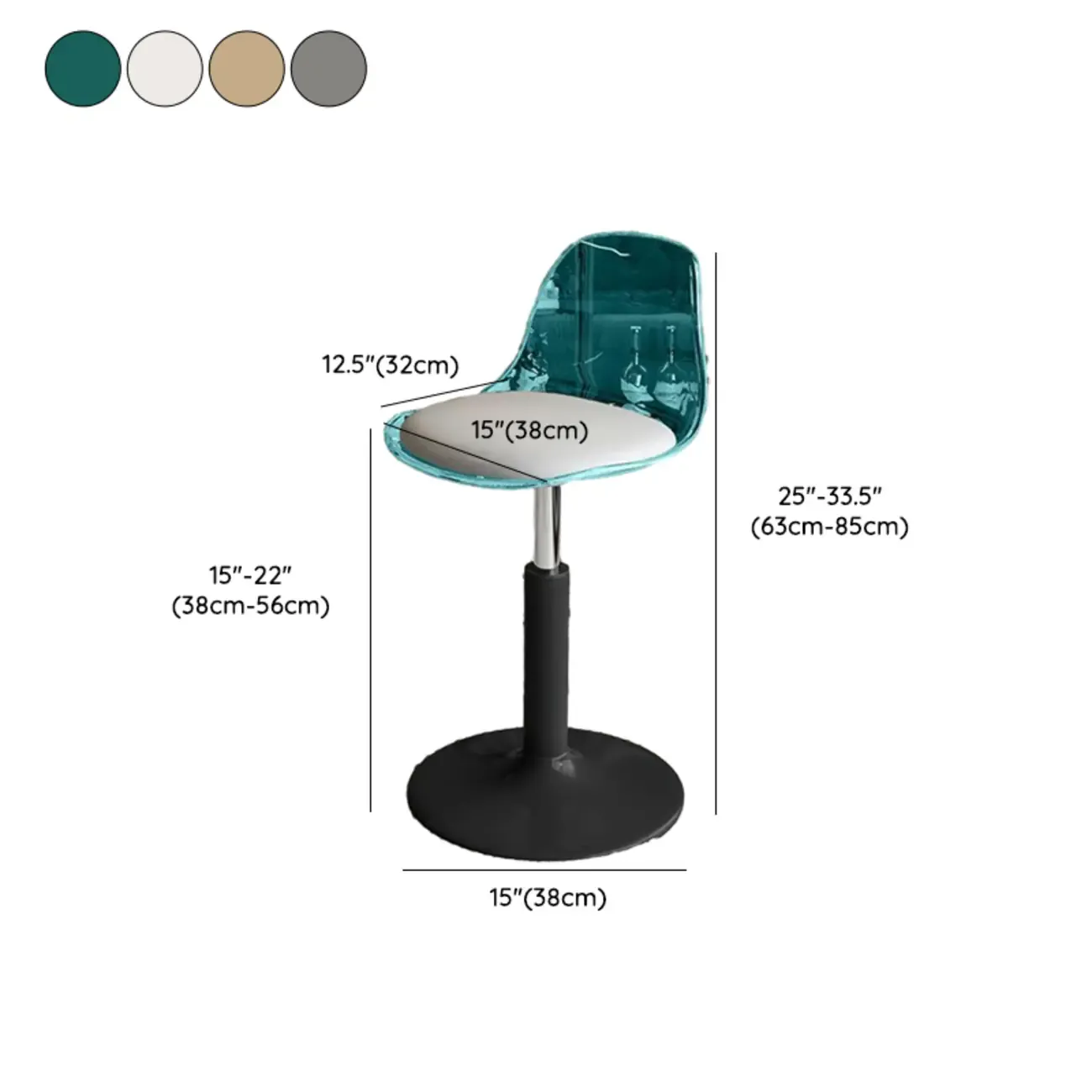 Minimalist Acrylic Adjustable Bar Stools with Cushion for Kitchen #size