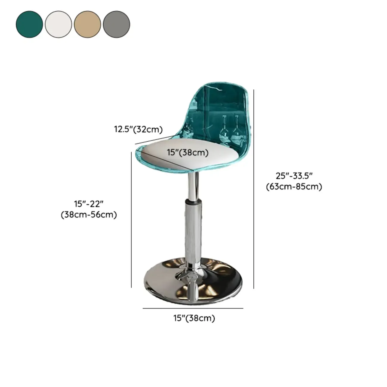 Minimalist Acrylic Adjustable Bar Stools with Cushion for Kitchen Image - 30