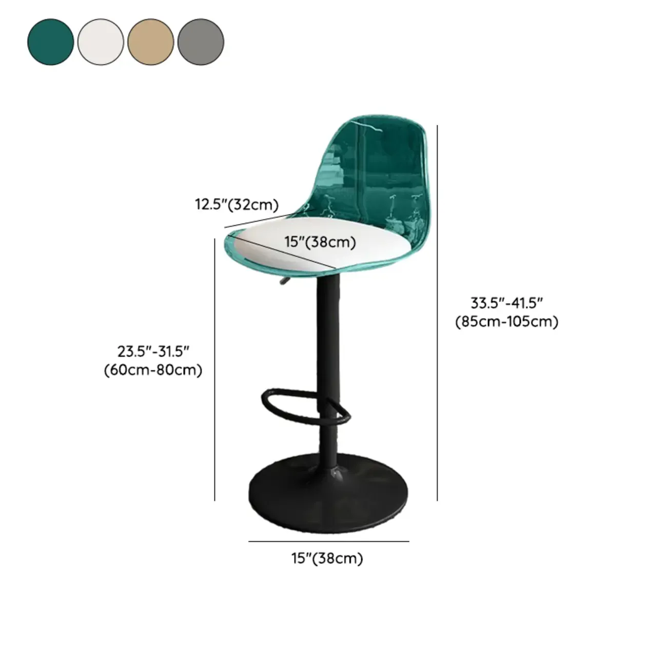 Minimalist Acrylic Adjustable Bar Stools with Cushion for Kitchen Image - 31