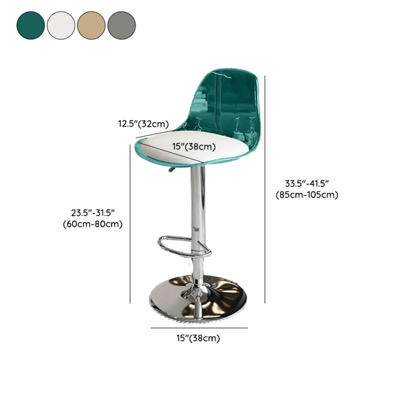 Minimalist Acrylic Adjustable Bar Stools with Cushion for Kitchen Image - 32