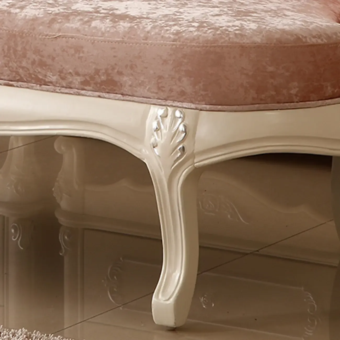 Luxurious Pink Velvet Chaise Lounge with Flared Arm for Bedroom Image - 7