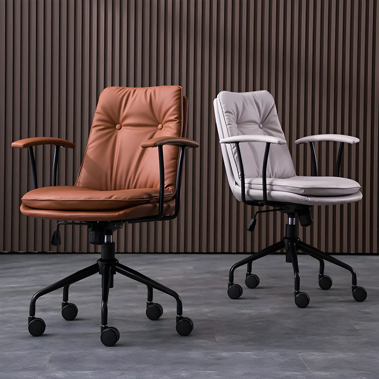 Modern Leather Adjustable Swivel Office Chair Image - 6 | homeyfad