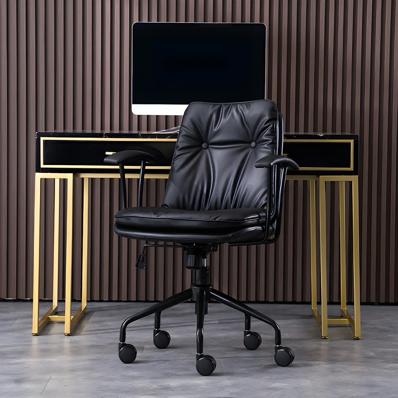 Modern Leather Adjustable Swivel Office Chair Image - 14 | homeyfad