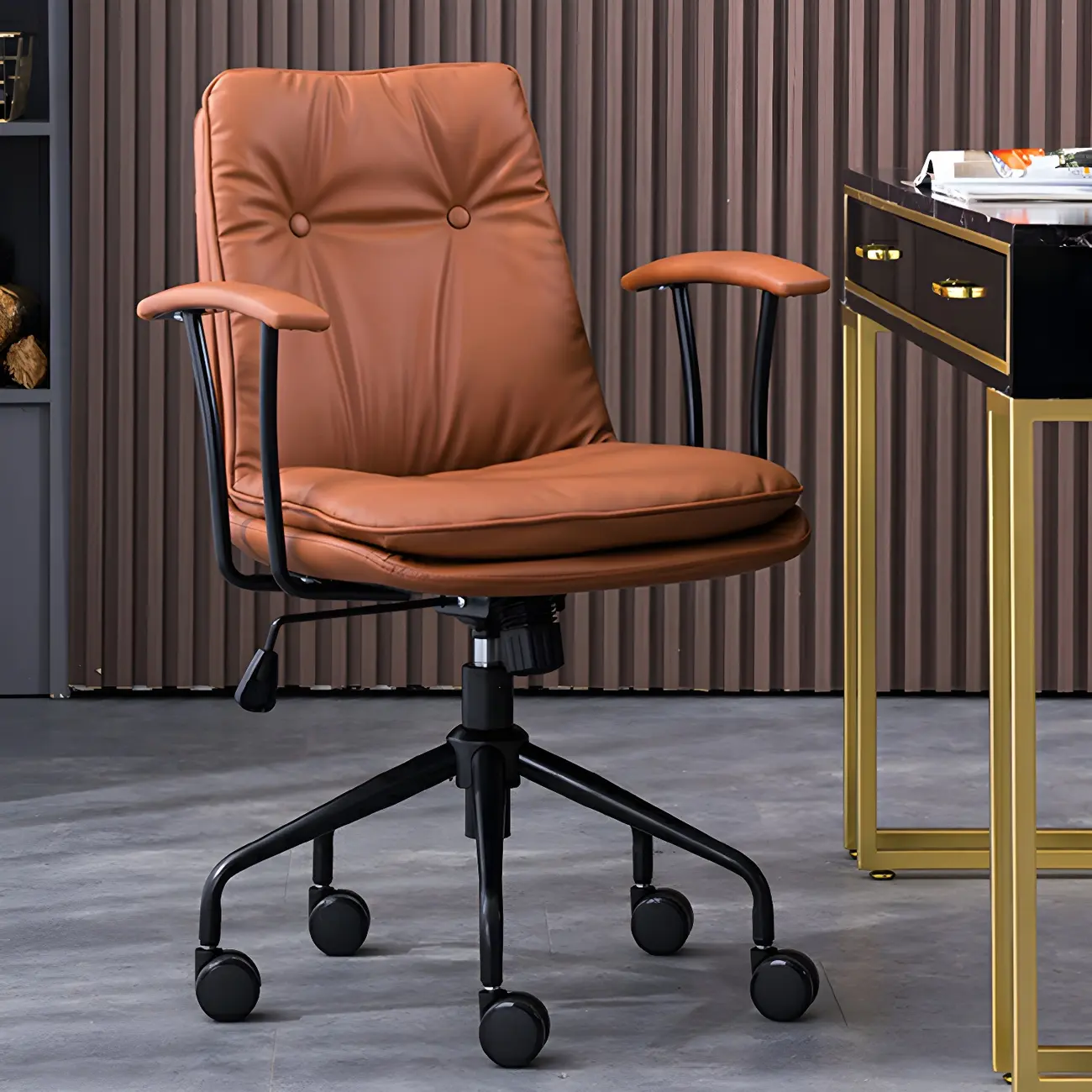 Modern Leather Adjustable Swivel Office Chair Image - 5 | homeyfad