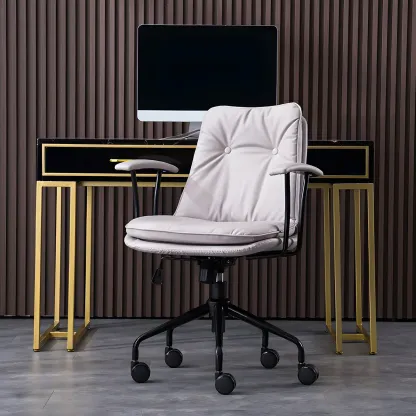 Modern Leather Adjustable Swivel Office Chair Image - 10