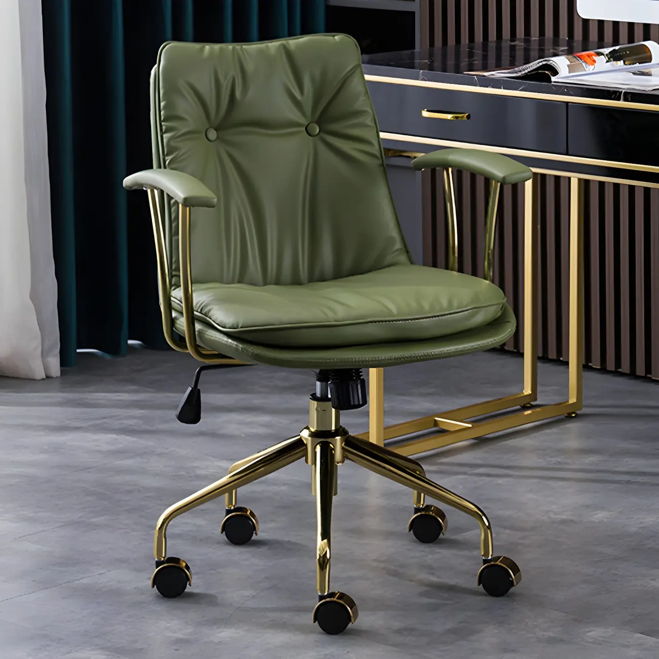 Modern Leather Adjustable Swivel Office Chair Image - 4 | homeyfad