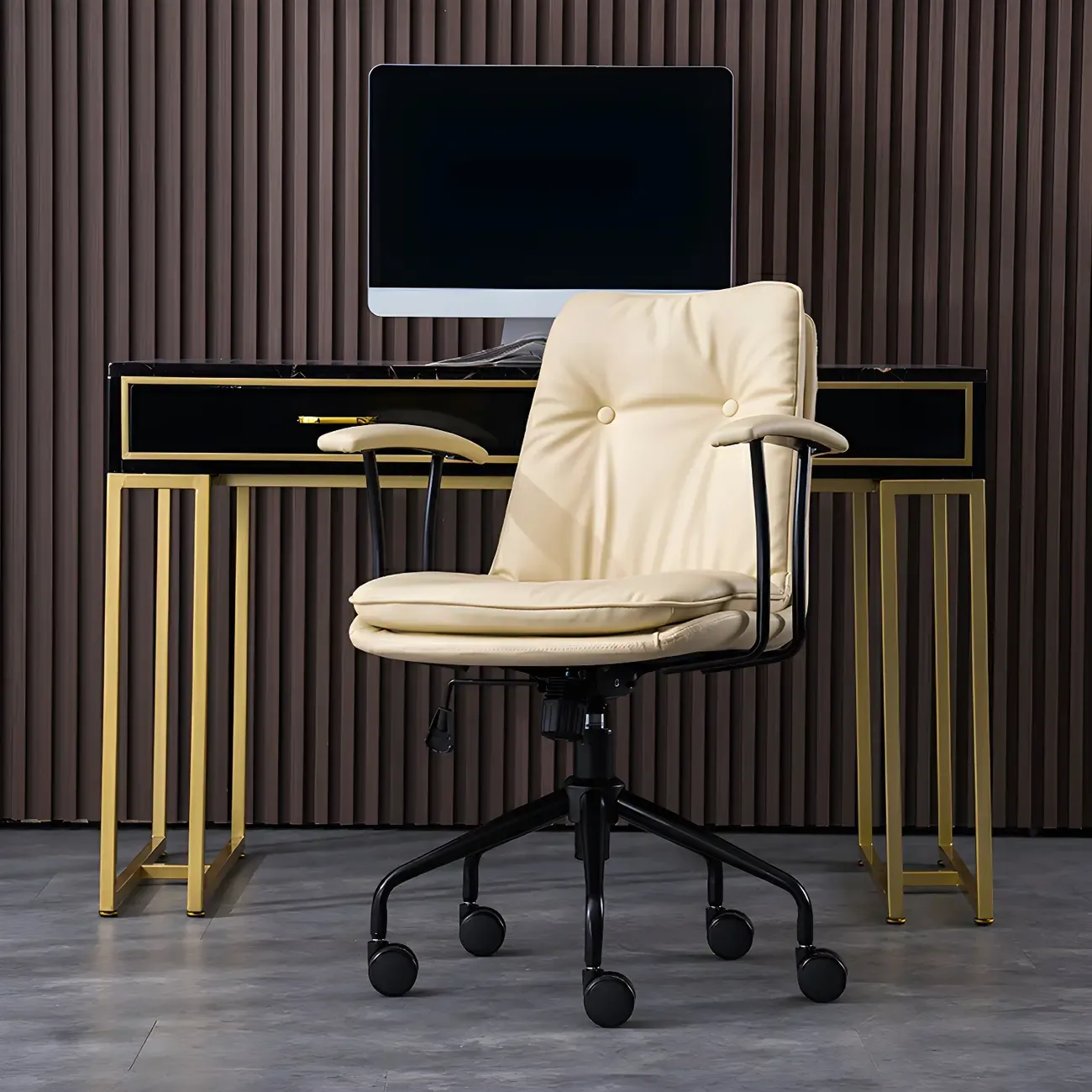 Modern Leather Adjustable Swivel Office Chair Image - 12