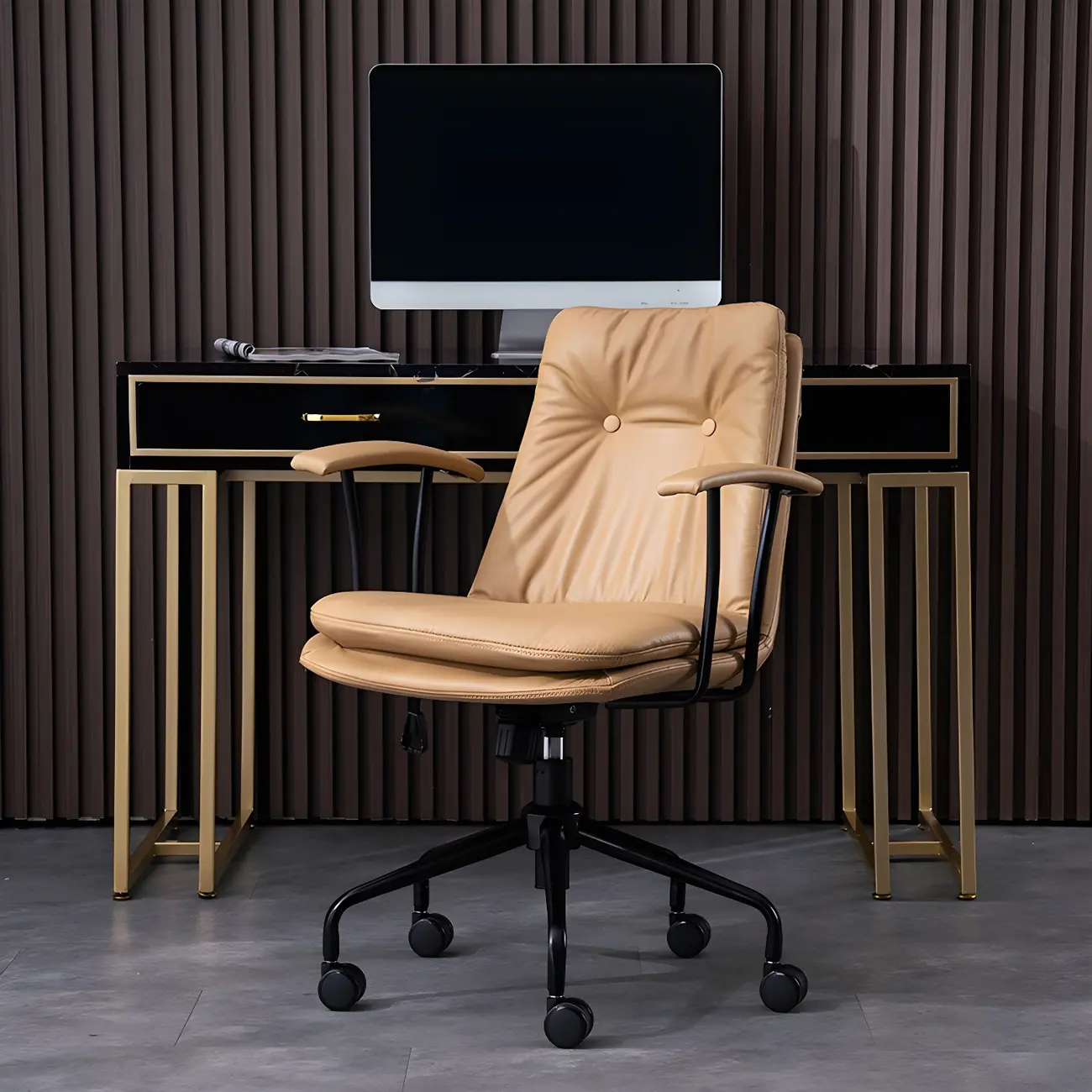 Modern Leather Adjustable Swivel Office Chair Image - 13 | homeyfad