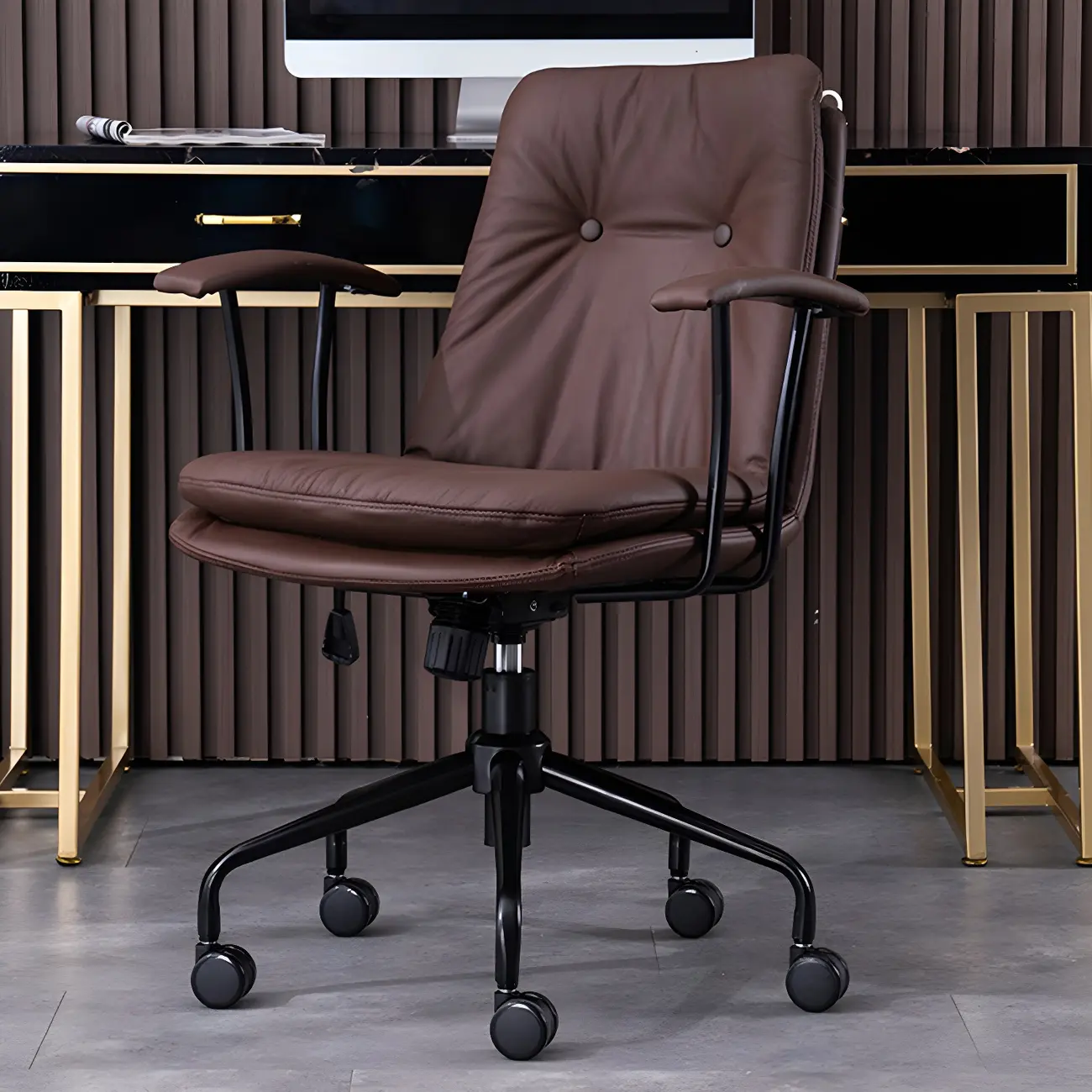 Modern Leather Adjustable Swivel Office Chair Image - 18 | homeyfad