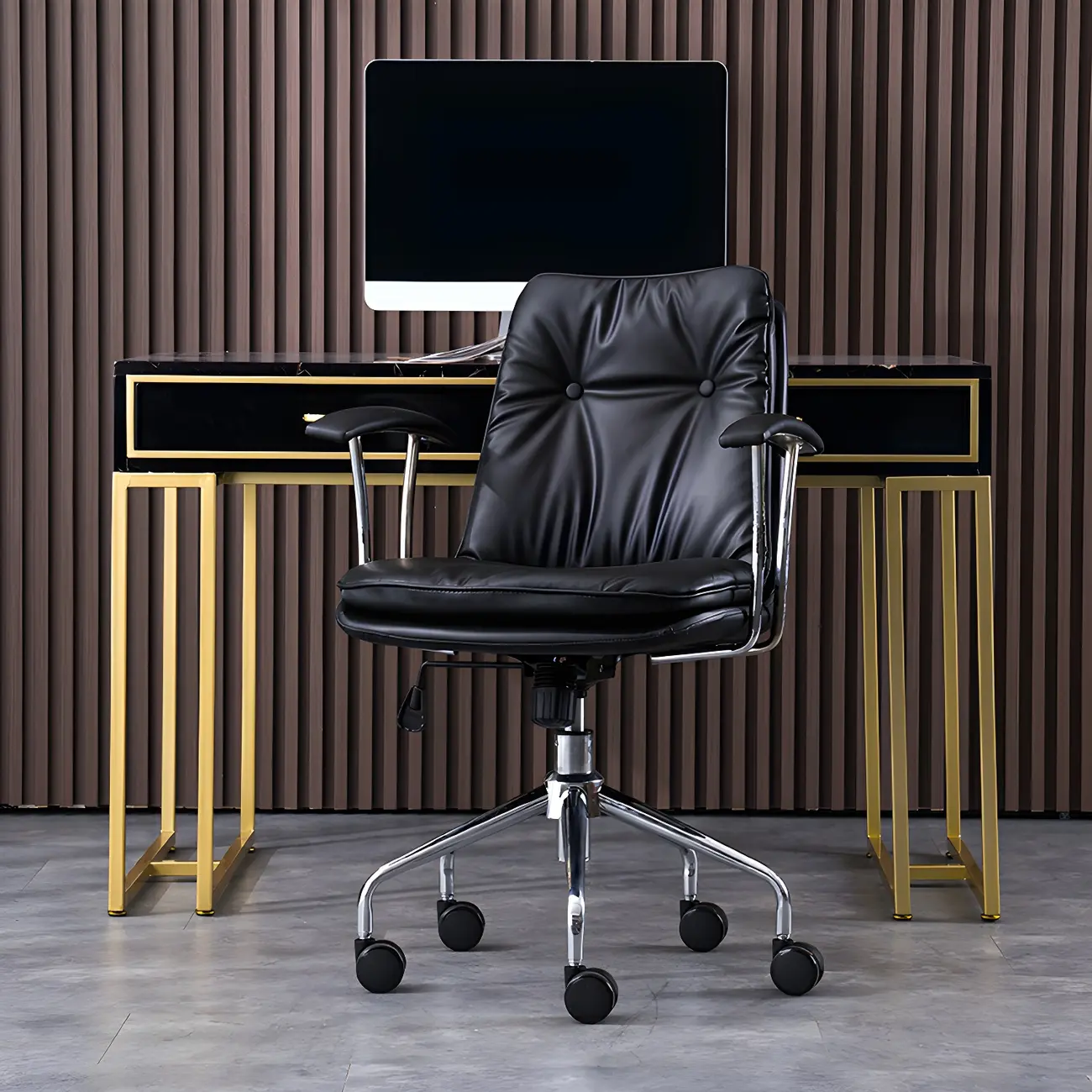 Modern Leather Adjustable Swivel Office Chair Image - 8 | homeyfad