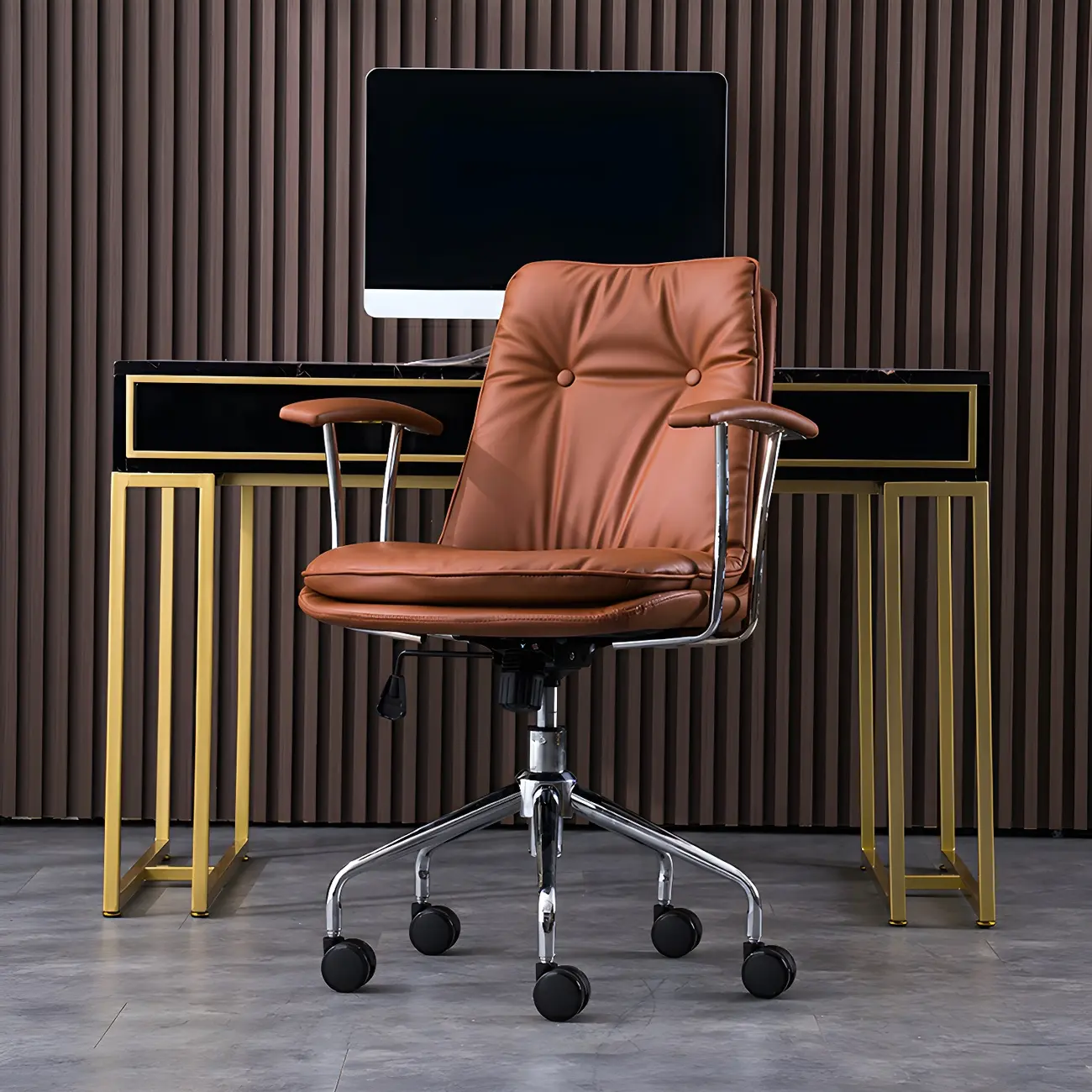 Modern Leather Adjustable Swivel Office Chair Image - 7 | homeyfad