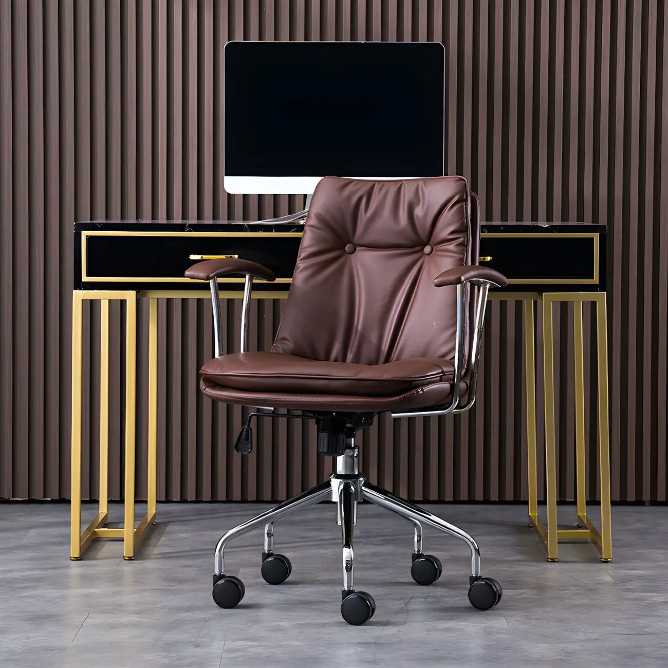 Modern Leather Adjustable Swivel Office Chair Image - 9 | homeyfad