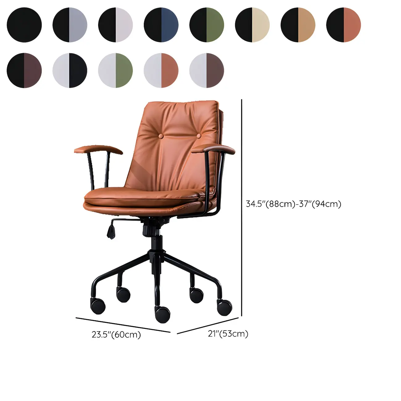 Modern Green Leather Swivel Tilt Office Chair #size