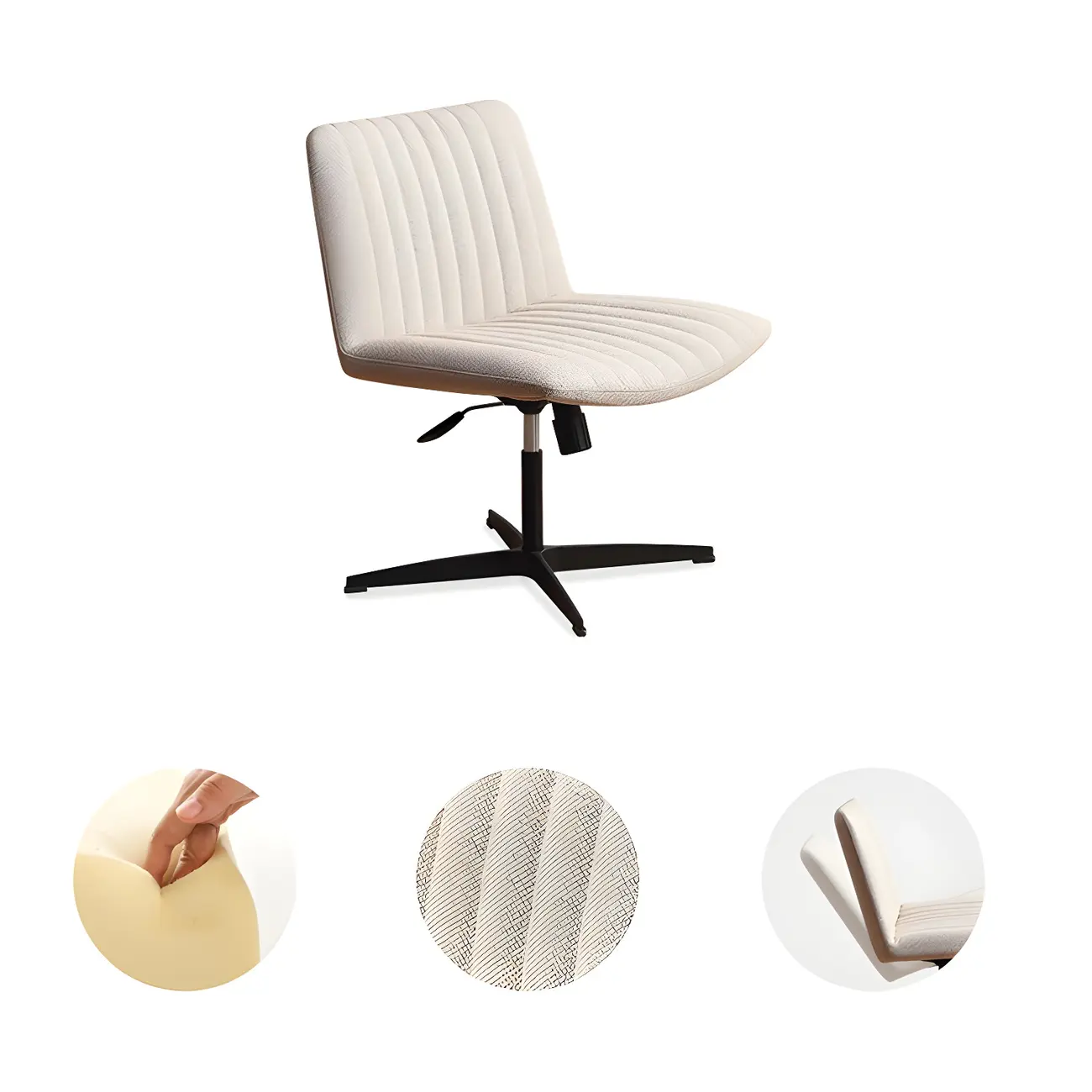 Modern Cream Leather Adjustable Swivel Side Chair Image - 9 | homeyfad