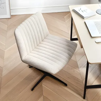 Modern Cream Leather Adjustable Swivel Side Chair Image - 2