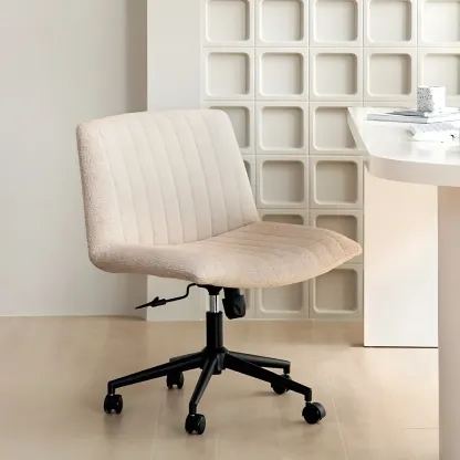 Modern Cream Leather Adjustable Swivel Side Chair Image - 6