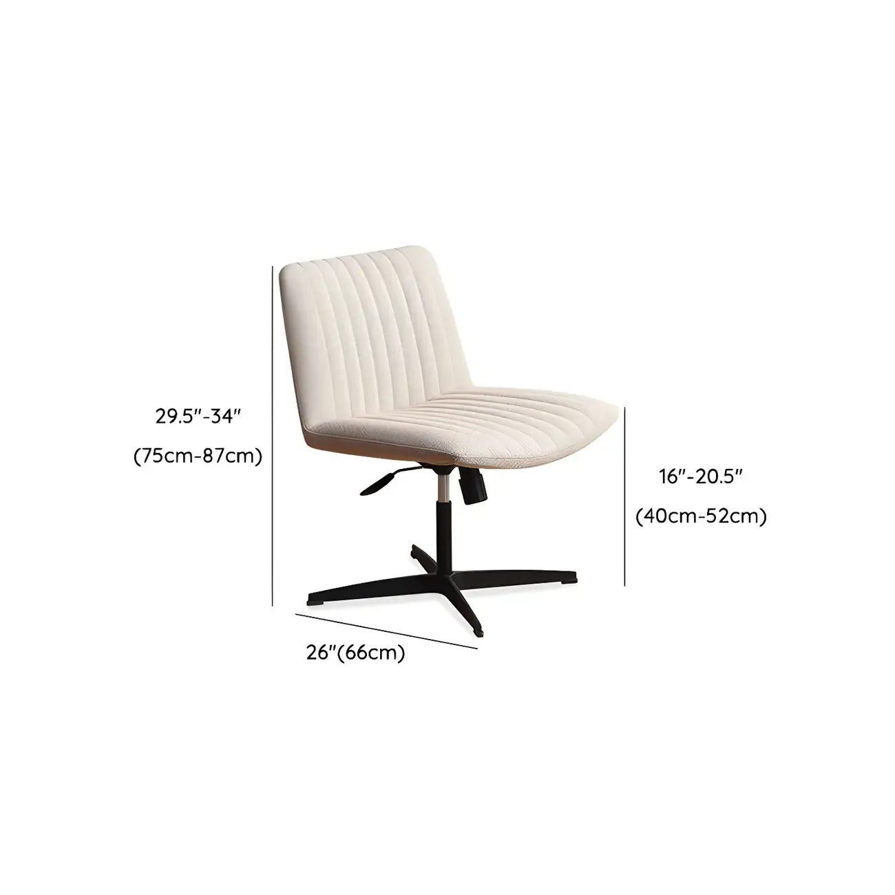 Modern Cream Leather Adjustable Swivel Side Chair Image - 14