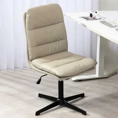 White Leather Tilt Lock Swivel Office Chairs Image - 1