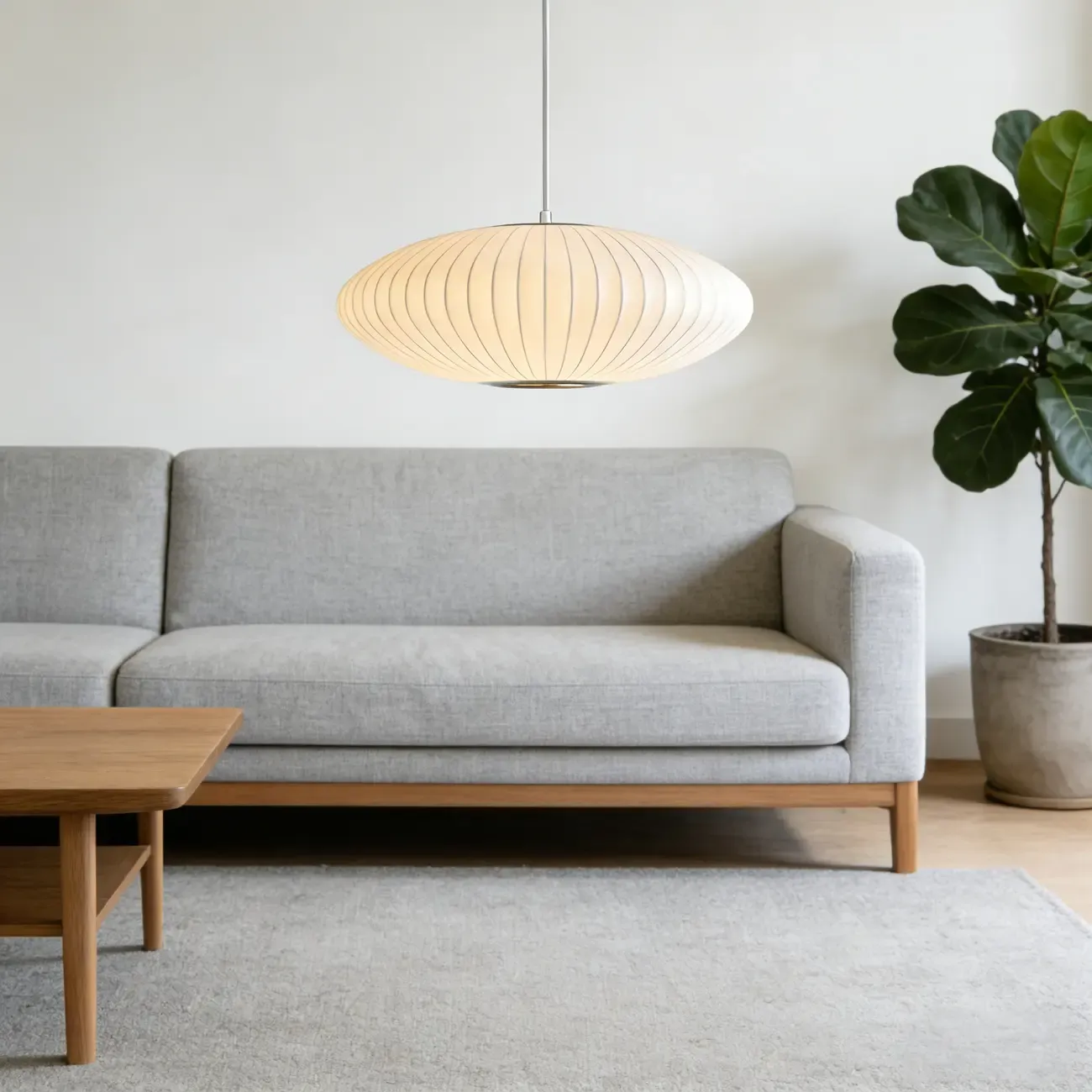 Contemporary White Disk Shaped Silk LED Pendant Light Image - 1