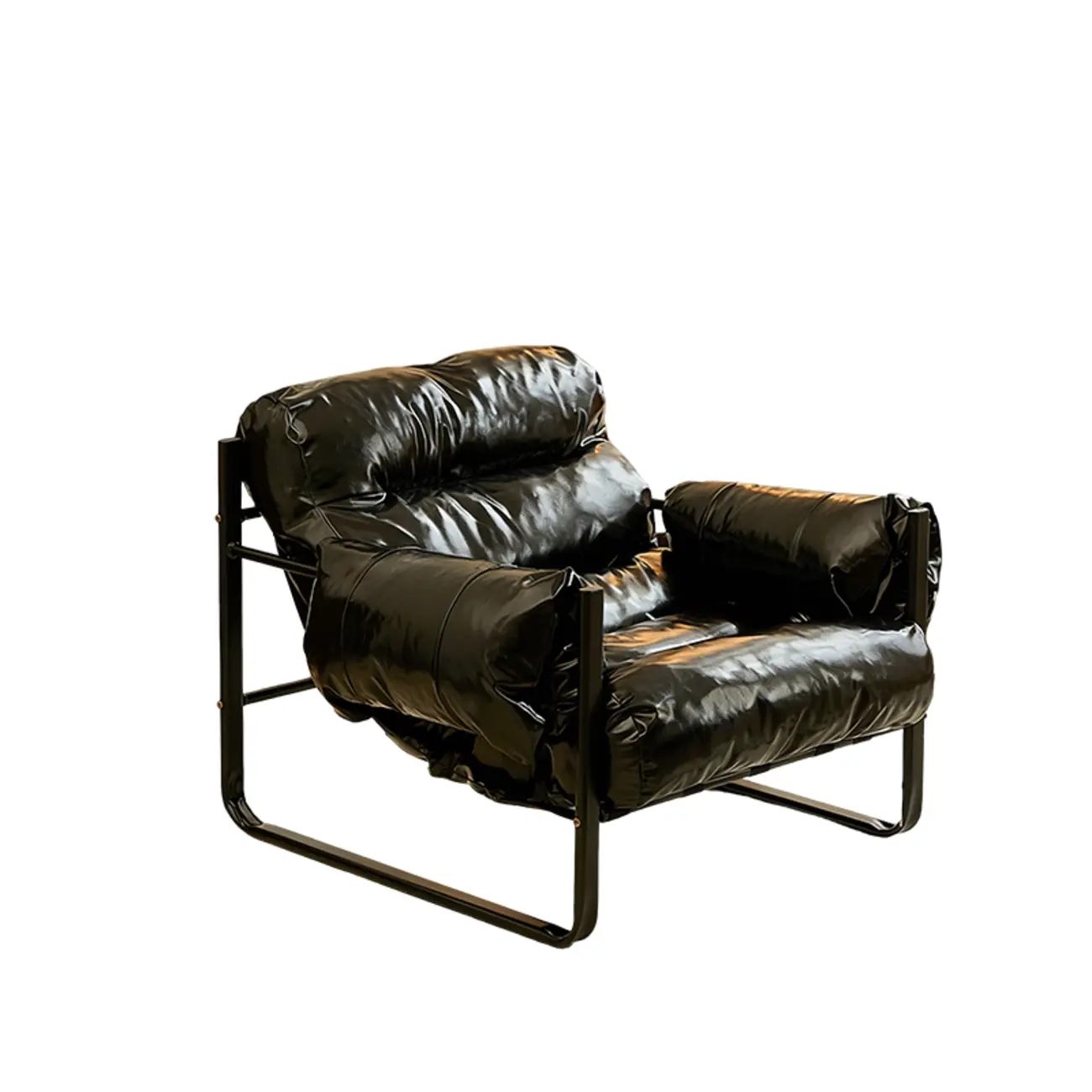 Mid Century Modern Oil Wax Leather Armrest Accent Chair Image - 9 | homeyfad