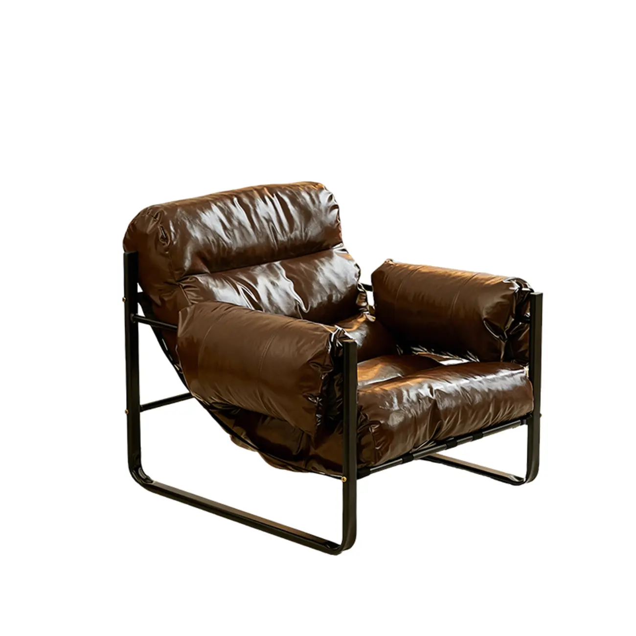 Mid Century Modern Oil Wax Leather Armrest Accent Chair Image - 11 | homeyfad