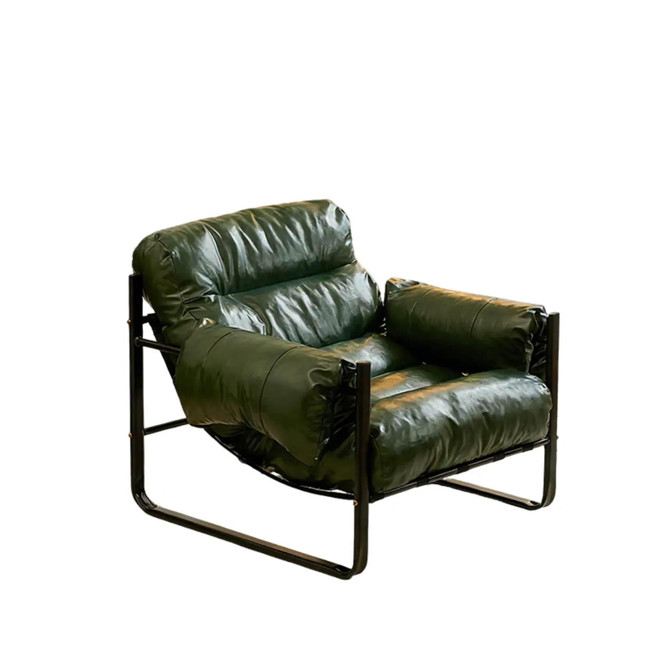 Mid Century Modern Oil Wax Leather Armrest Accent Chair Image - 10 | homeyfad