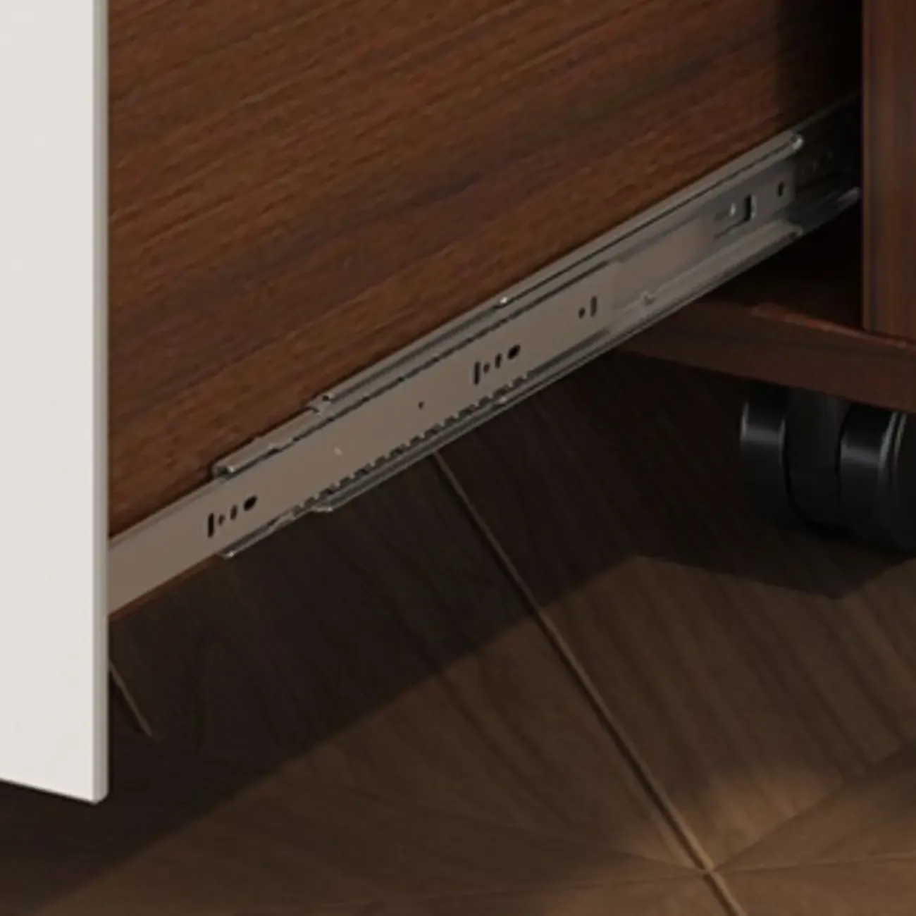 Modern Wooden Lockable Filing Cabinet with 3-Drawers & Wheels Image - 7