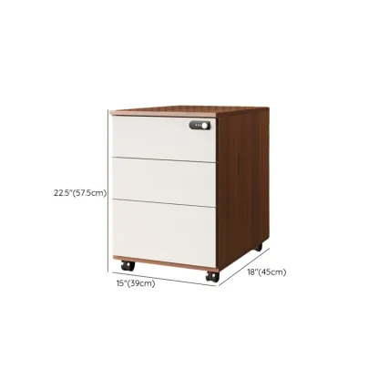 Modern Wooden Lockable Filing Cabinet with 3-Drawers & Wheels #size