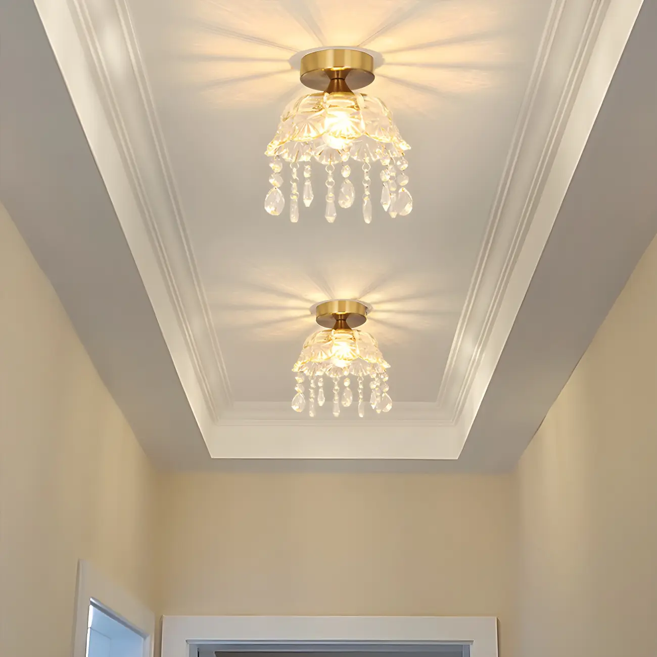 Contemporary LED Brass Semi-Flush Ceiling Light for Home Image - 1 | homeyfad
