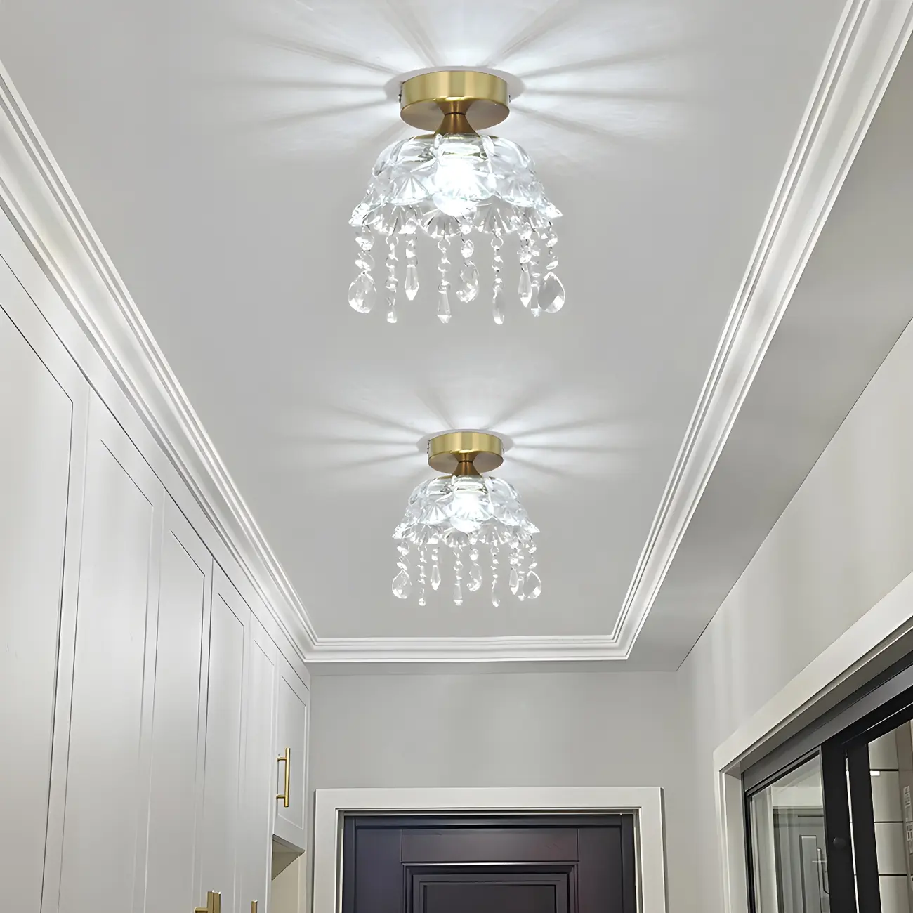 Contemporary LED Brass Semi-Flush Ceiling Light for Home Image - 2 | homeyfad