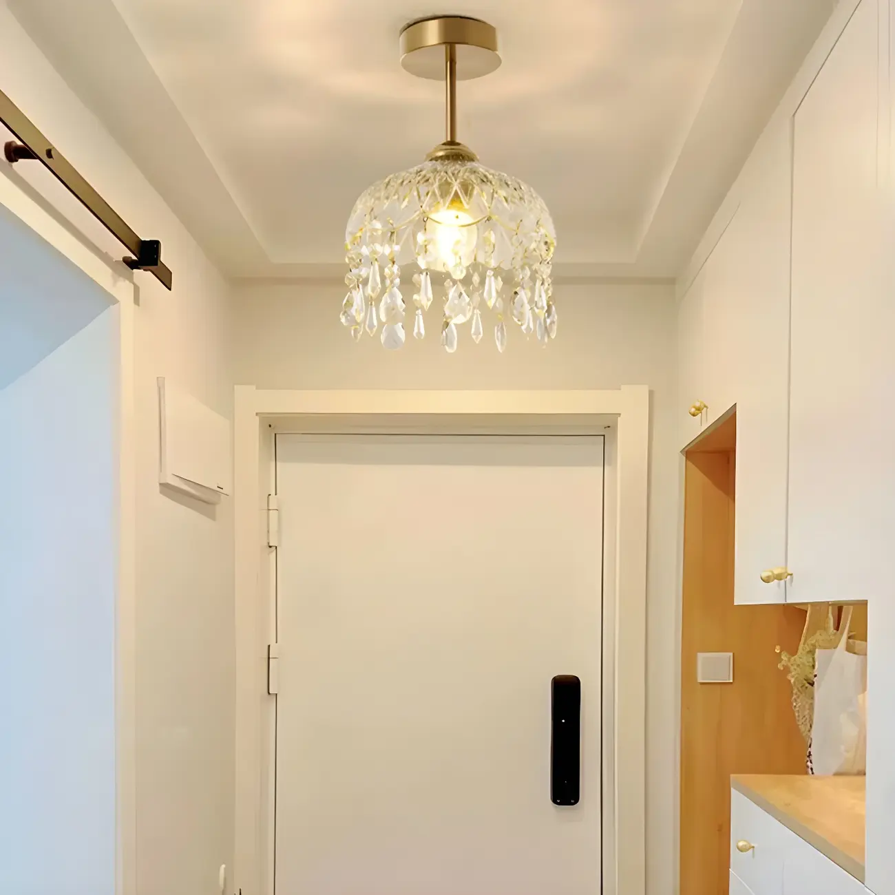 Contemporary LED Brass Semi-Flush Ceiling Light for Home Image - 4 | homeyfad
