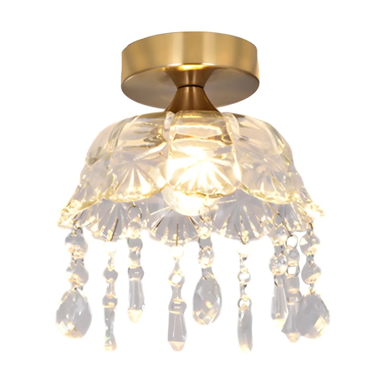 Contemporary LED Brass Semi-Flush Ceiling Light for Home Image - 5 | homeyfad