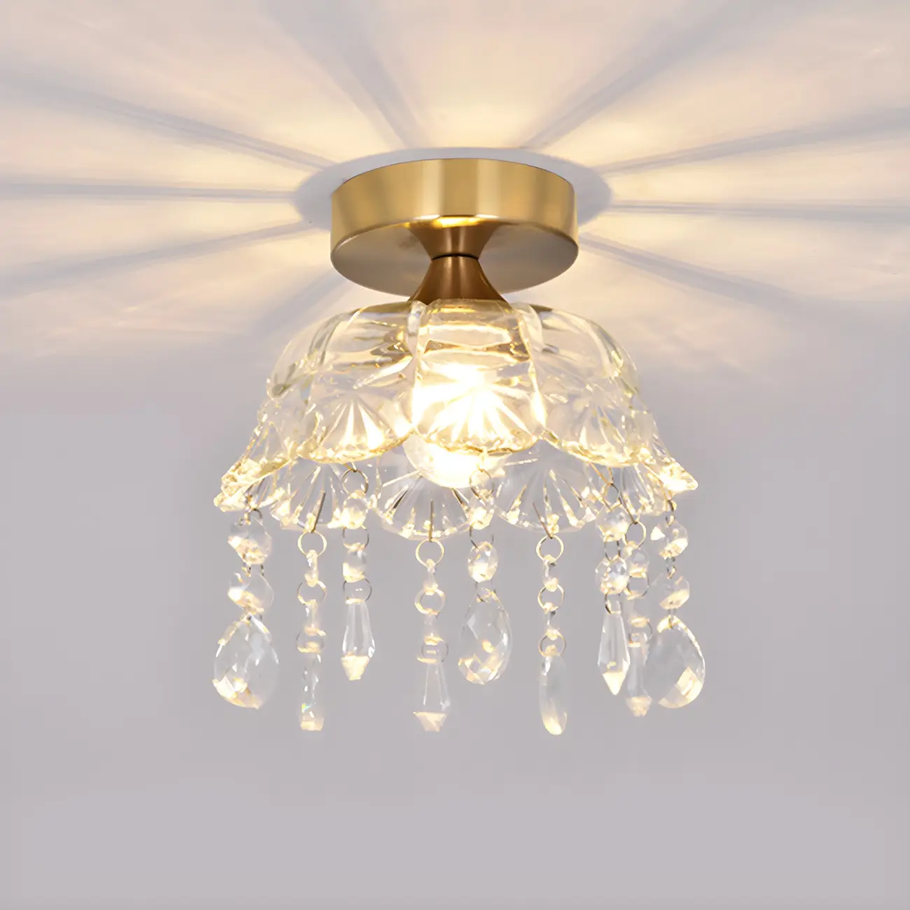 Contemporary LED Brass Semi-Flush Ceiling Light for Home Image - 6 | homeyfad