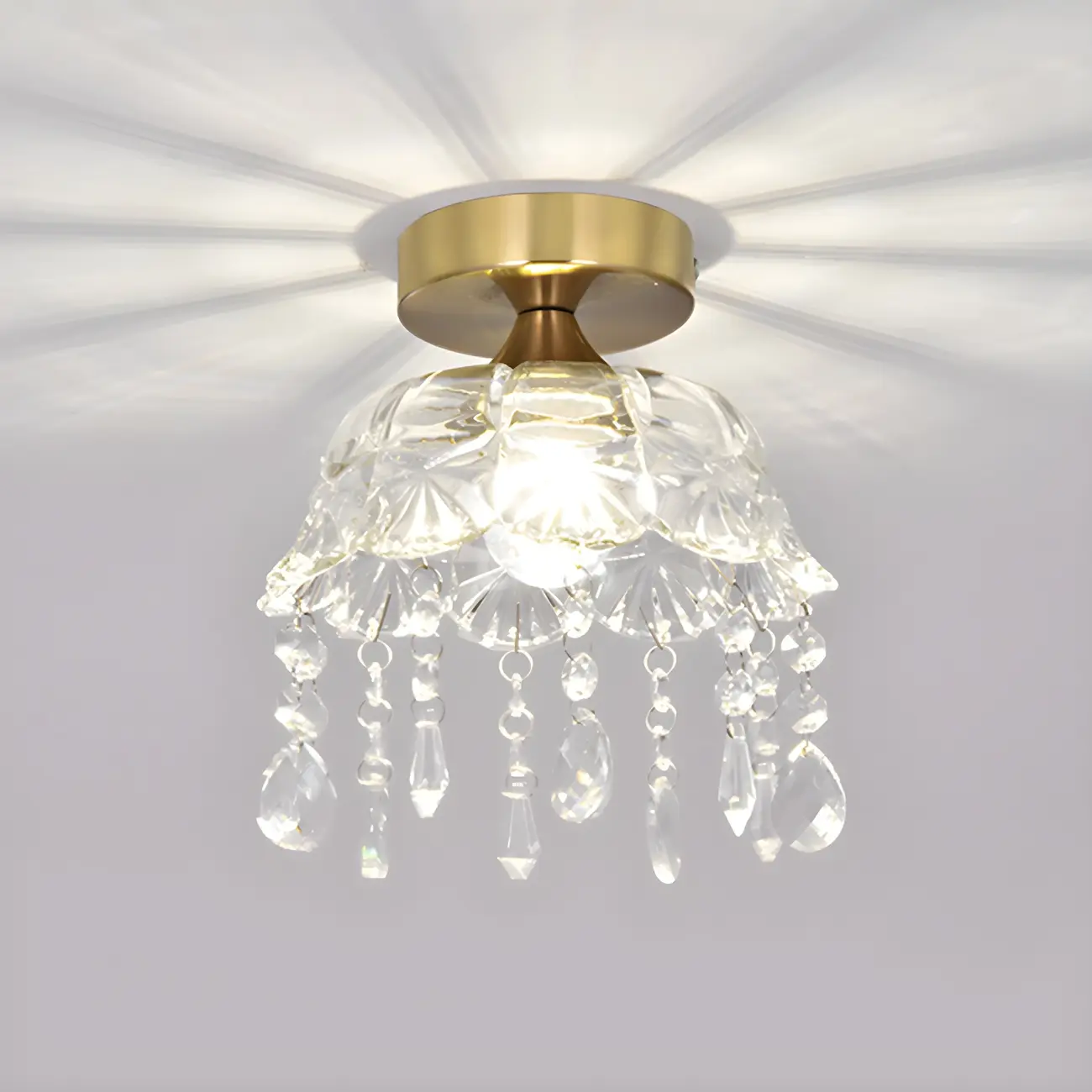 Contemporary LED Brass Semi-Flush Ceiling Light for Home Image - 7 | homeyfad