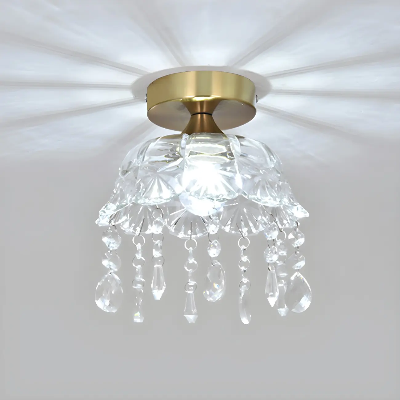 Contemporary LED Brass Semi-Flush Ceiling Light for Home Image - 8 | homeyfad