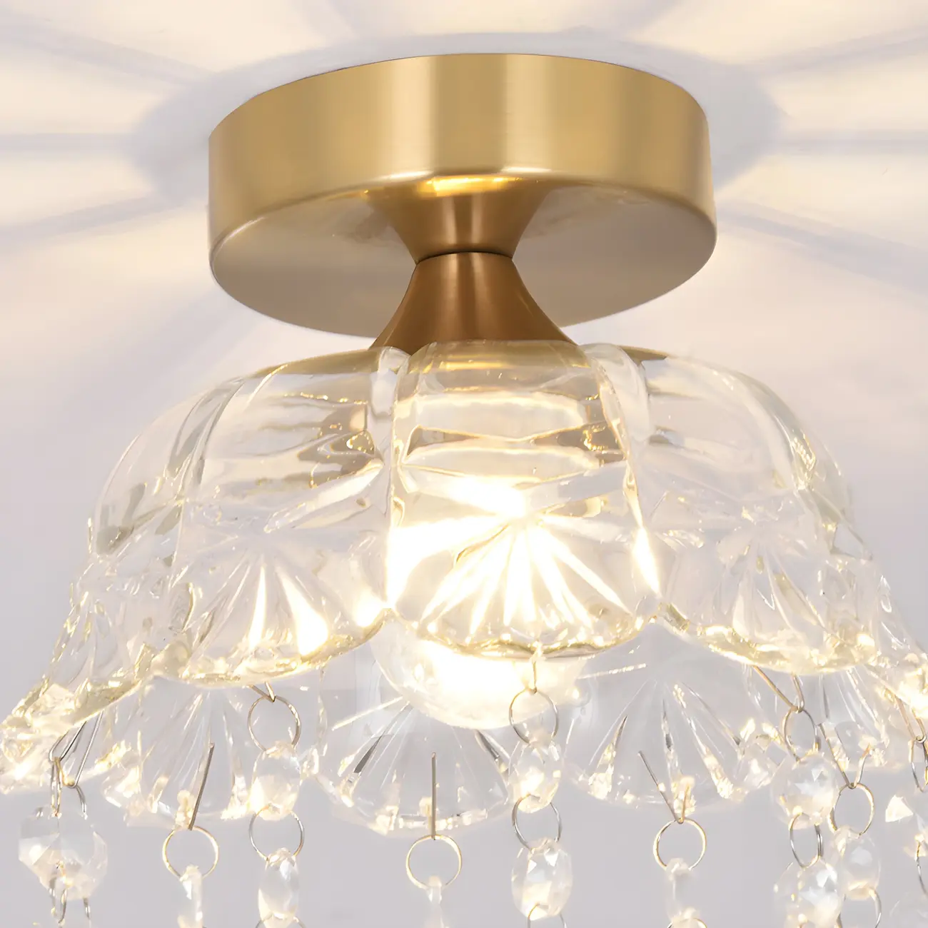 Contemporary LED Brass Semi-Flush Ceiling Light for Home Image - 11 | homeyfad