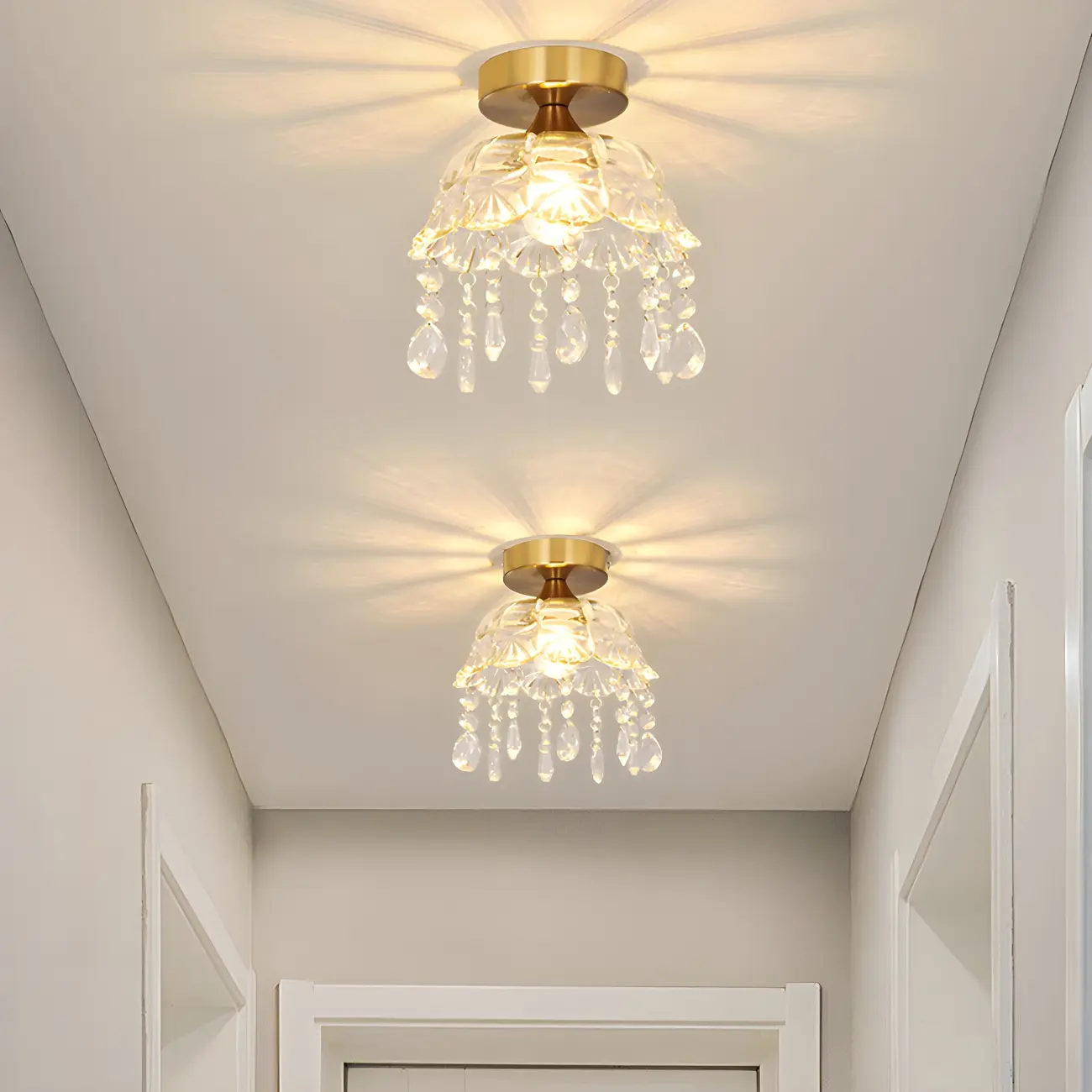 Contemporary LED Brass Semi-Flush Ceiling Light for Home Image - 12 | homeyfad