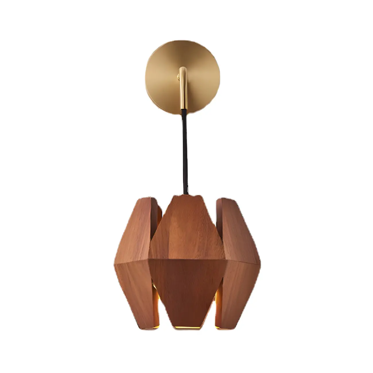 Modern Walnut Wood Geometric Indoor Wall Light Fixture Image - 6 | homeyfad